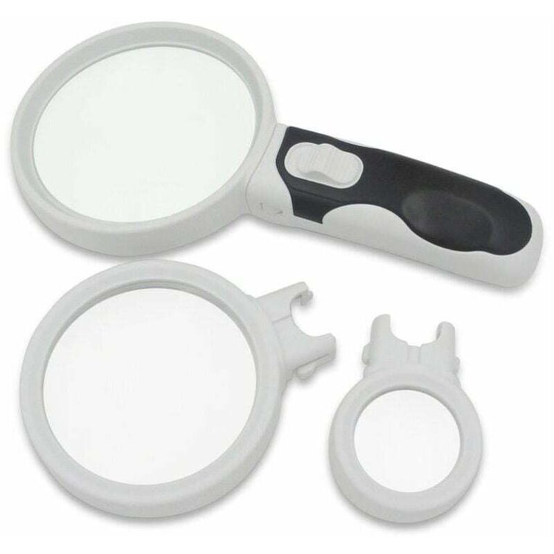 Loupe de Lecture Lumineuse avec 3 Lentilles : x2.5, x5 & x16 – Loupe Eclairante pour Personnes Âgées, Soudure, Timbres, Insectes, Bijoux, Cartes