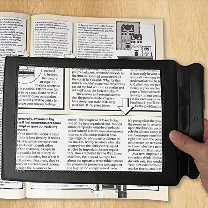 Loupe de lecture pleine page A4 3X aide à la lecture portable rectangulaire en plastique pour personnes âgées, basse vision, lecture de livres et de