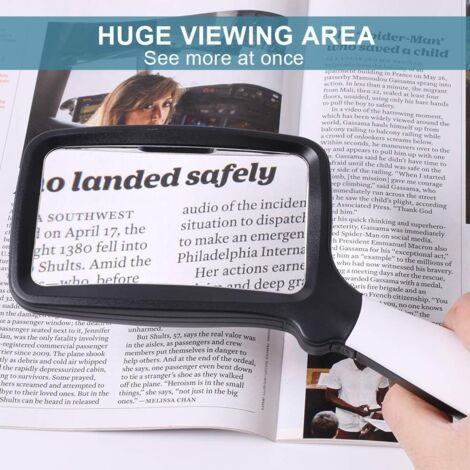 Loupe de lecture pliable avec grossissement 3x et 2 niveaux de luminosité