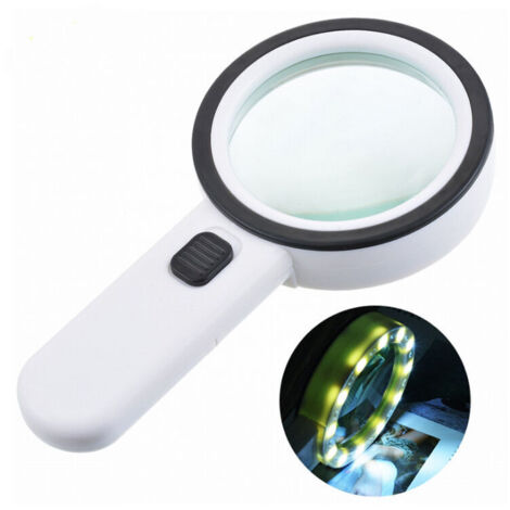 Loupe de lecture portative, loupe 12 LED loupe 30X, grande loupe de poche éclairée pour bijoutiers, horlogers, artisanat, enfants, personnes âgées