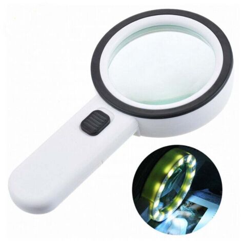 Loupe de lecture portative, loupe 12 LED loupe 30X, grande loupe de poche éclairée pour bijoutiers, horlogers, artisanat, enfants, personnes âgées