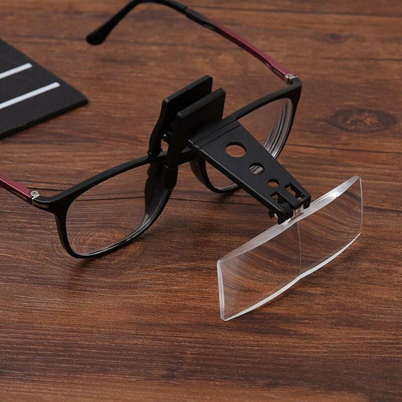 Loupe de lecture (taille : 8,5 x 3 cm), loupe à clip mains libres à clipser, sur les lunettes, pour personnes âgées basse vision