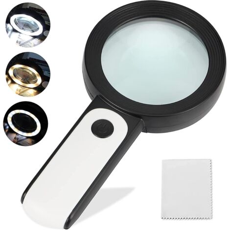 loupe De Lecture,loupe 30x Avec 18 Led Lumire Loupe Grossissante  Main 3 Modes Loupe Eclairante Pour Personnes Ges, Malvoyant, Livres, Bijoux
