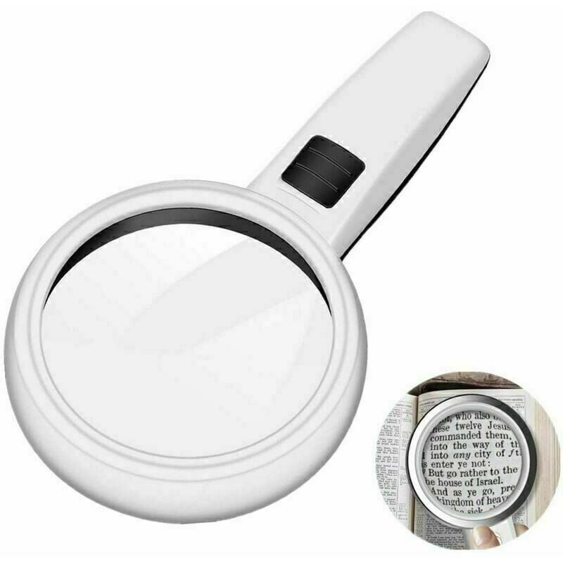 Loupe de poche avec lumière, loupe 30X led Loupe de lecture avec lumière Loupe de lecture sans distorsion avec double lentille en verre Aide à la