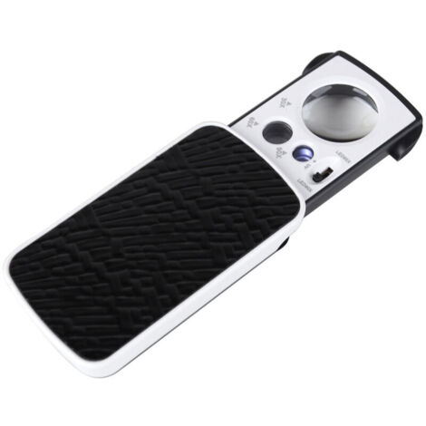 Loupe de poche éclairée à LED - Loupe 30X 60X 90X - Loupe de lecture éclairée pour personnes âgées - Loupe de poche pliable noire pour bijoux, pièces de monnaie, diamants et timbres