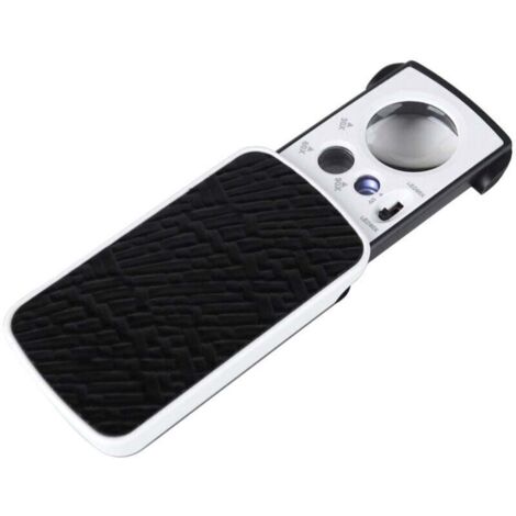 Loupe de poche éclairée à LED - Loupe 30X 60X 90X - Loupe de lecture éclairée pour personnes âgées - Loupe de poche pliable noire pour bijoux, XU, Pièces de monnaie, Diamants et timbres - KZQ