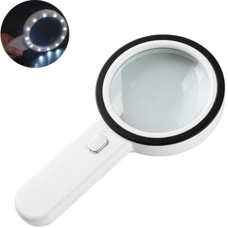Loupe de poche extra large et puissante avec 13 LED et UV