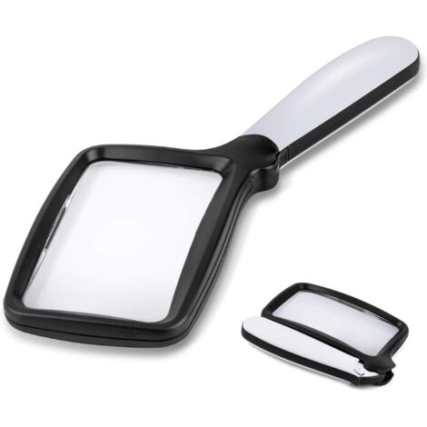 Loupe de poche pliante avec lumière, grande loupe de lecture rectangulaire 3X avec LED à intensité variable pour les personnes agées atteintes de dégénérescence maculaire, journal,
