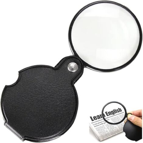 Loupe de Poche,Loupe Pliante,Mini Loupe Pliante,Poche Pliable Loupe,Loupe Grossissante à Main,Loupe de Lecture, avec Étui de Protection Rotatif en Cuir