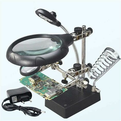 Loupe de support de Station de troisième main de soudage 5Ds 2.5X/7.5X/10X support d'objectif avec pince pour la modélisation de réparation de soudure