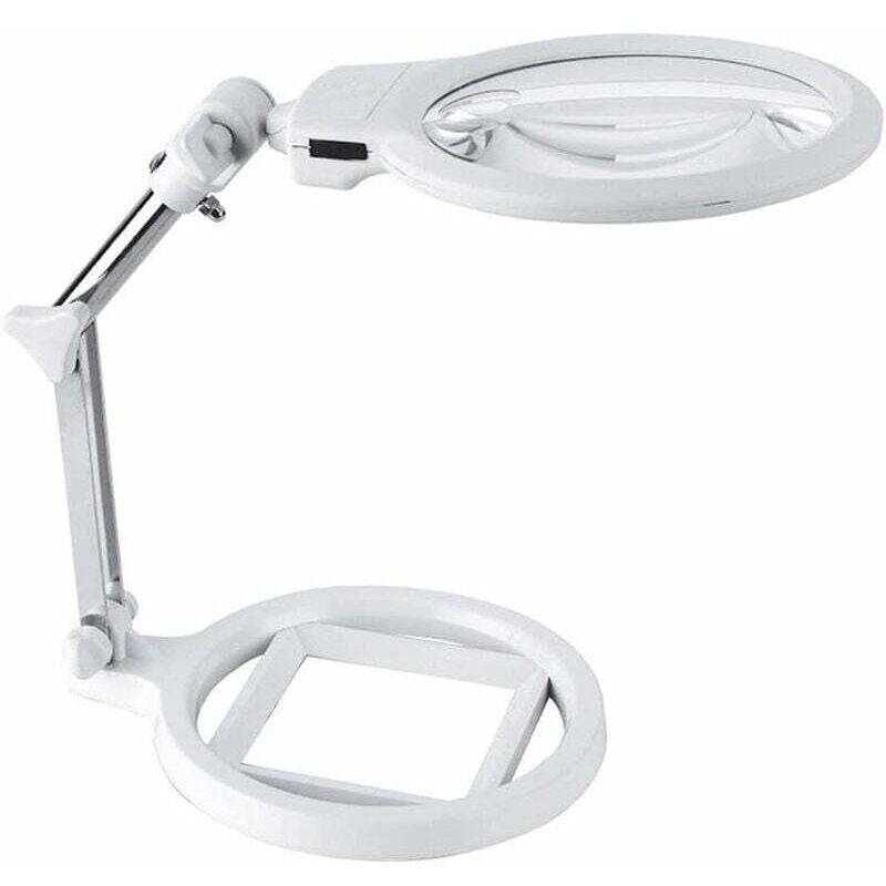 Loupe de table Lampe Loupe sur Pied Réglable en Métallique Grand support de bureau réglable 130 mm inspection et maintenance lecture loupe 5x