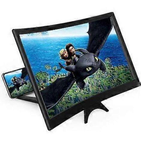 Loupe d'écran 3D HD pour téléphone portable, support de téléphone pliable de 12 pouces avec amplificateur d'écran, design portable et compact pour les films, les vidéos et les jeux.