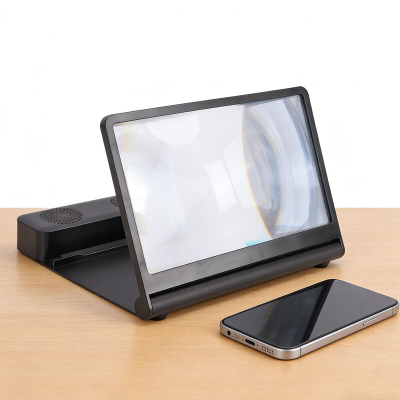 Loupe d'écran pour smartphone avec haut-parleur Bluetooth, projecteur/agrandisseur d'écran 3D HD, support avec amplificateur vidéo pour films, vidéos