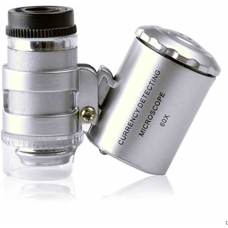 Loupe éclairante 60X loupe poche mini microscope de poche loupe UV détecteur de monnaie bijoutier loupe avec la lumière LED
