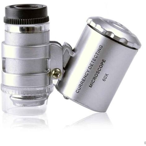 Loupe éclairante 60X loupe poche mini microscope de poche loupe UV détecteur de monnaie bijoutier loupe avec la lumière LED-RAPANDA