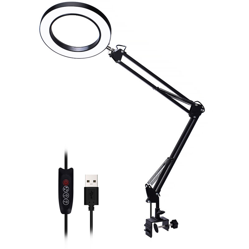 Maerex - Loupe flexible 5X usb led 3 couleurs illuminée pour Bureau Lecture Réusinage Soudure Tiga