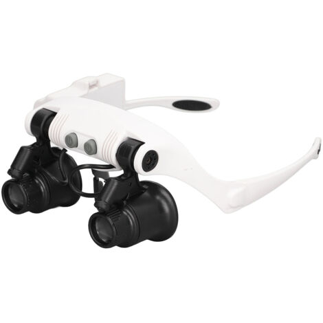 Loupe Frontale 10x 15x 20x 25x avec 2 Lumières LED et Support Libre-Mains pour Réparation de Montres