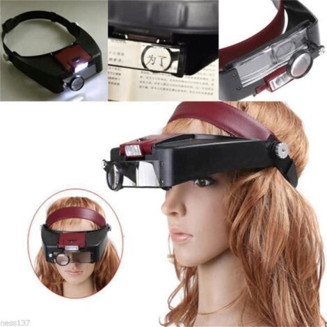 Loupe Frontale - 10x Grossissement - LED Détachable - Réglable - Noir