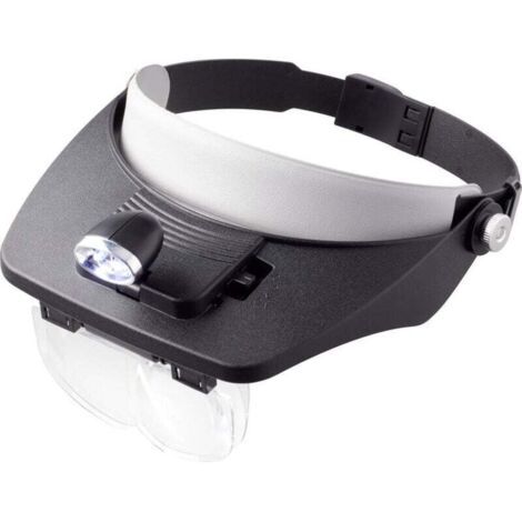 Loupe frontale avec éclairage LED Grossissement: 1.2 x, 1.8 x, 2.5 x, 3.5 x Lentille: (L x l) 102