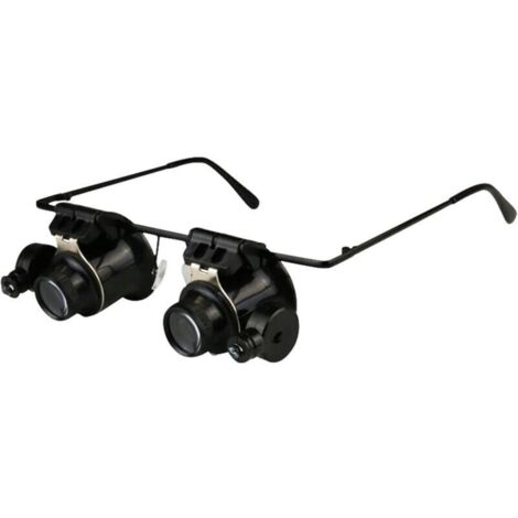 Loupe frontale avec lampe LED grossissante 20x avec batterie, lunettes professionnelles de réparation de montre, lecture de journaux, haute définition