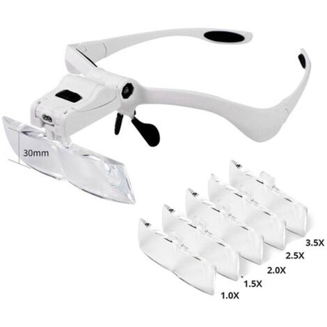 Loupe frontale LED avec 5 grossissements, portable et extensible, lunettes grossissantes 3.5X pour travaux de précision