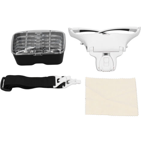 Loupe frontale LED avec lentilles amovibles 1.0X à 3.5X, réglage lumière froide/chaude, bandeau ergonomique pour travaux de précision