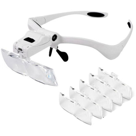 Loupe frontale LED avec lentilles interchangeables 1X 1.5X 2X 2.5X 3.5X, légère et réglable pour travaux de précision
