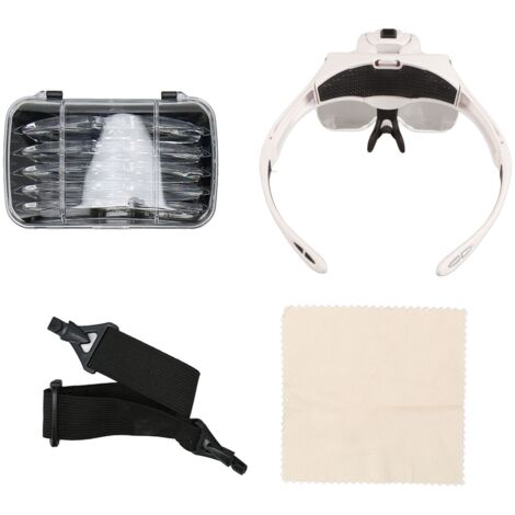 Loupe frontale LED rechargeable 2 pièces avec bandeau ajustable et lumière intégrée