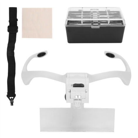 Loupe Frontale Lumineuse 1.0x-3.5x pour Extensions de Cils avec Bandeau et Éclairage LED