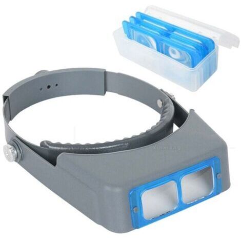 Loupe frontale professionnelle à double lentille - Loupe à bijoux - Visière de lecture - Loupe binoculaire en verre opitcal avec grossissement 1,5 x 2 x 2,5 x 3,5 x pour réparation, travaux manuels