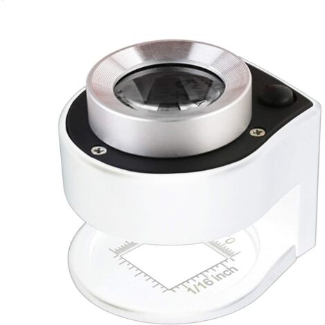 Loupe grossissante 30x, loupe de bureau portable en métal, règle pliante, adaptée aux textiles, bijoux optiques, pièces de monnaie, billets de banque, etc. (blanche)