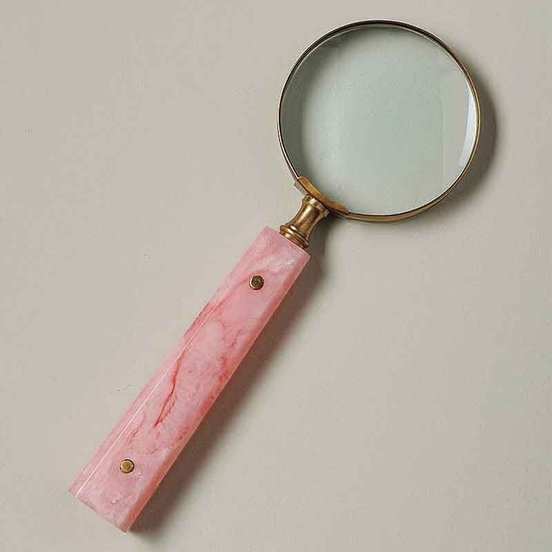 Chehoma - Loupe laiton manche rose 23x8x8cm