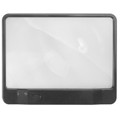 Loupe Lecture LED 3X Large - Lunette Fresnel PVC 14x18cm Noir/Blanc avec lumière - Ergonomique pour Documents