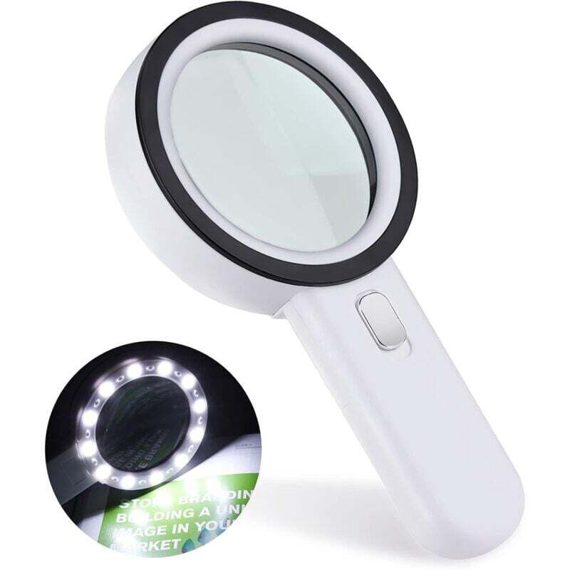 Loupe Lecture, Loupe Grossissante 12 led Loupe 30X, Grande Loupe Lumineuse Loupe de Poche pour Bijoutier, Horloger, Artisanat, Enfant, Personnes