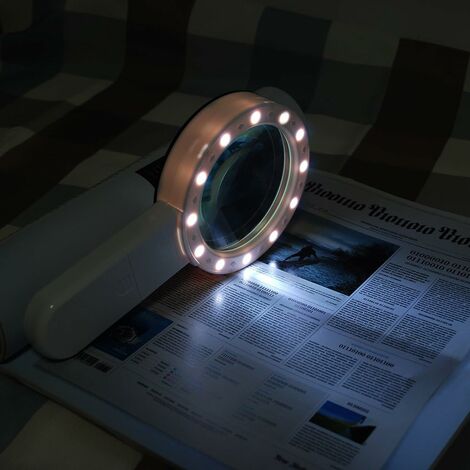 Loupe Lecture, Loupe Grossissante 12 LED Loupe 30X, Grande Loupe Lumineuse Loupe de Poche pour Bijoutier, Horloger, Artisanat, Enfant, Personnes agées, etc