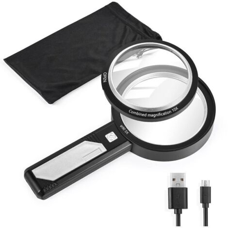 Loupe LED 6X 15X Double lentille avec 6 lumières LED loupe de Poche pour Les Personnes âgées Lecture Inspection Travail Artisanal matériau Acrylique ABS
