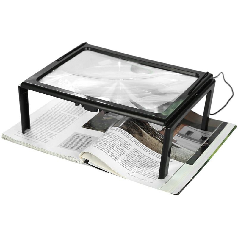 Loupe LED journal pliable ultra mince A4 pleine page loupe loupe lecture loupe loupe avec 3x 4 ampoules LED pour la lecture pour le tricot