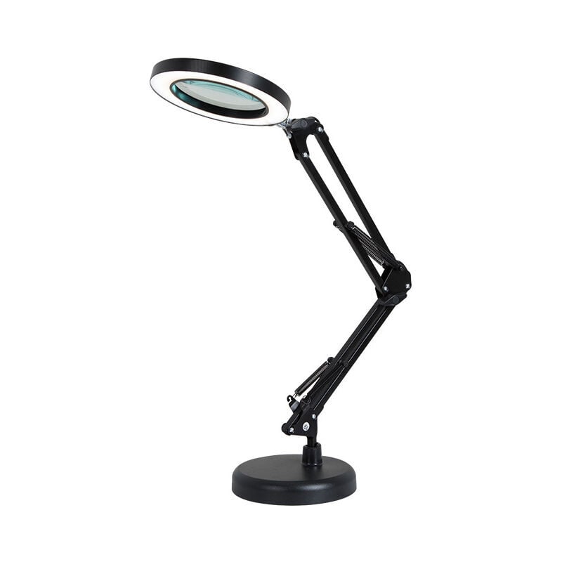 Forehill - Loupe Loupe, Lampe de Table Lumineuse de Bureau, Grossissement 8X 10 Niveaux de Luminosité Réglable, avec 64 led, Noir