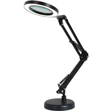 Loupe Loupe, Lampe de Table Lumineuse de Bureau, Grossissement 8X 10 Niveaux de Luminosité Réglable, avec 64 LED, Noir