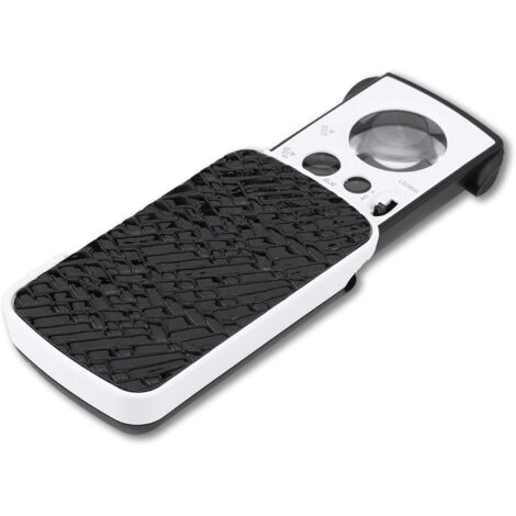 Loupe, loupe portable 30x/60x/90x avec loupe éclairée par lumière LED pour bijoux, pierres précieuses, timbres, pièces de monnaie, montres et plus (noir)