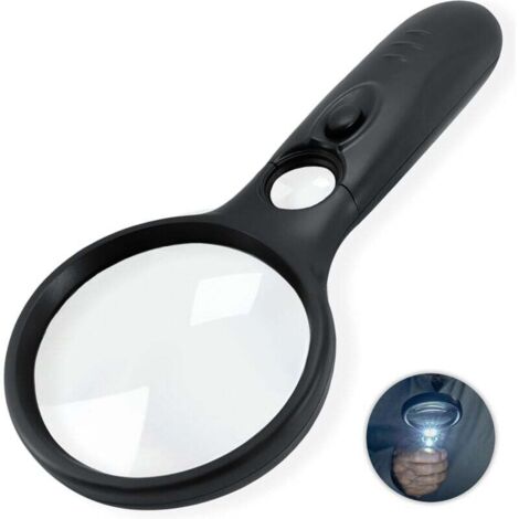 Loupe lumineuse 3x/45x, adaptée à la lecture de petits caractères, de cartes, de pièces de monnaie et de bijoux - Loupe LED pour les travaux de précision des personnes âgées.