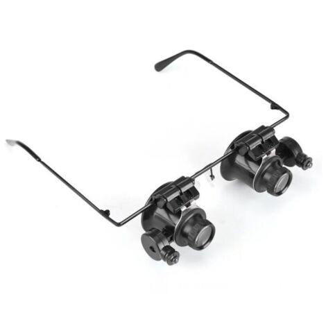 Loupe oculaire professionnelle 20x avec éclairage LED intégré pour réparation de montres et bijouterie – lunettes de précision ergonomiques