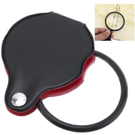 Loupe Pliable Portable 1050 Mini 8X en Verre Optique Noir avec Étui Cuir pour Bijoux Timbres Pièces Bureau Voyage