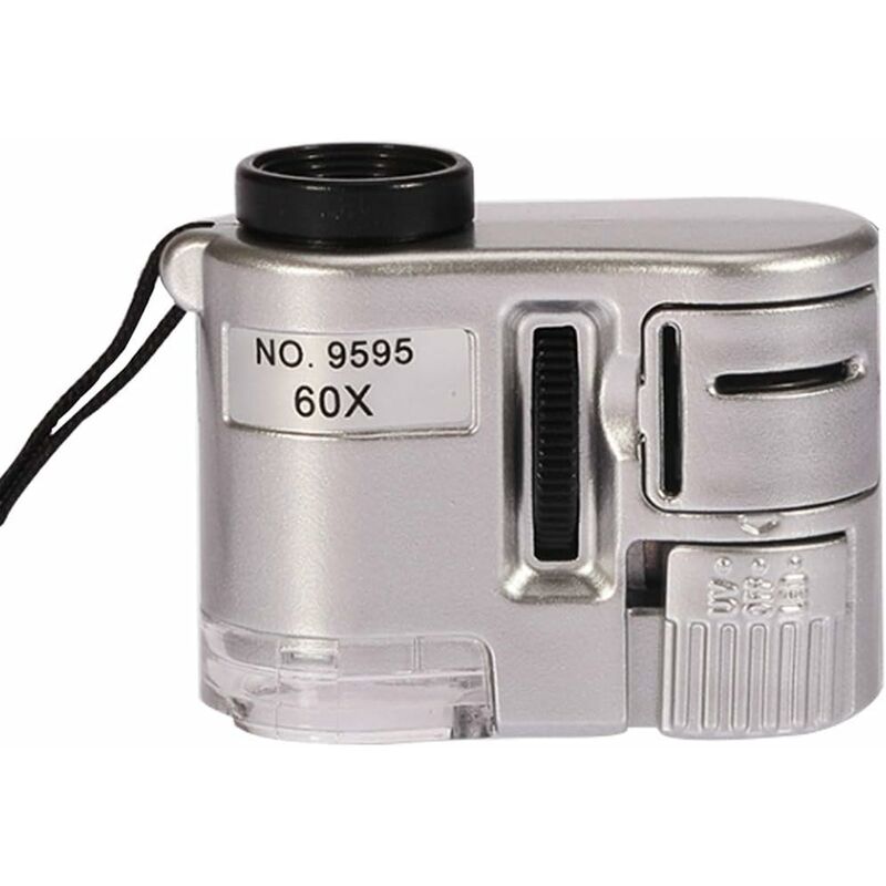 Loupe Poche 60X Mini Microscope Lampe uv Détecteur Devises Loupe Lumière led Textile Bijoux Optiques Pièces Monnaie UC12