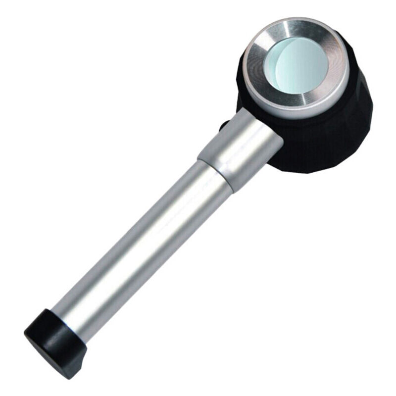 Loupe portative 10x en forme de cuillère entièrement en métal avec échelle de mesure à 3 lumières  miroir en tissu textile