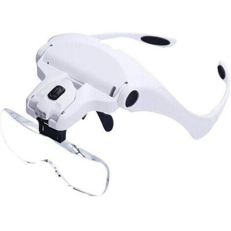 Loupe pour tête, éclairée loupe serre-tête en verre loupe avec 2 LED pour travail de proximité, travail de bijoux