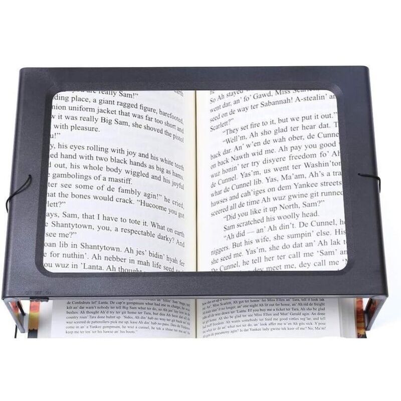 Loupe rectangulaire pliable pleine page mains libres avec 12 lumières LED pour lire, travailler
