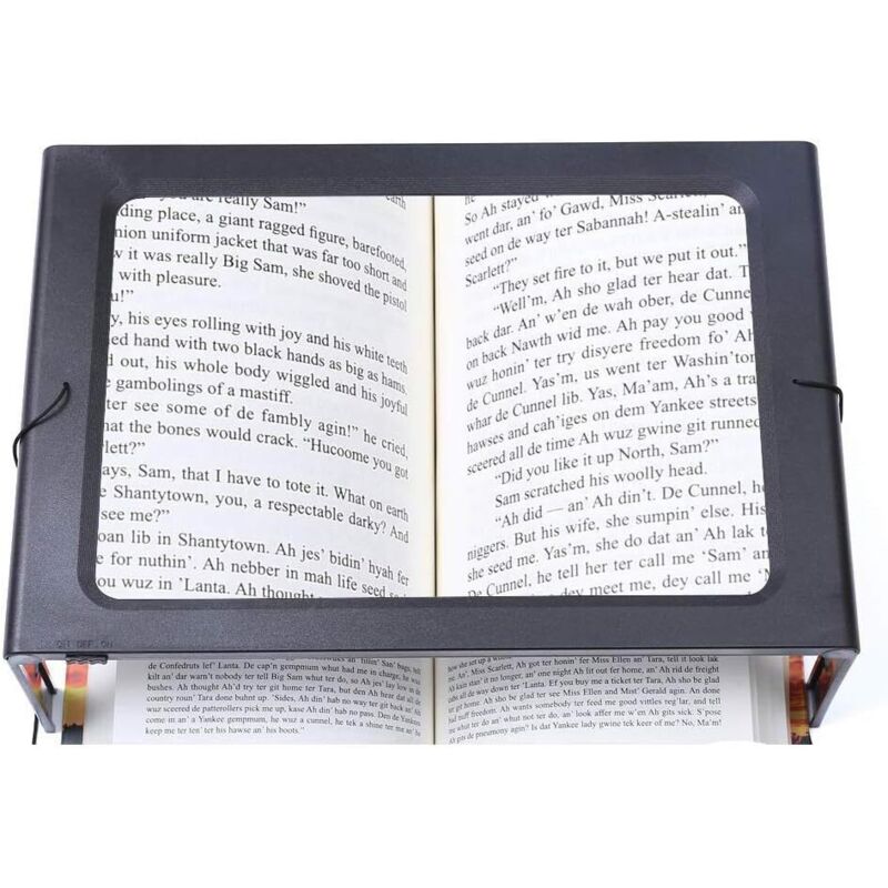 Loupe rectangulaire pliable pleine page mains libres avec 12 lumières led pour lire, travailler