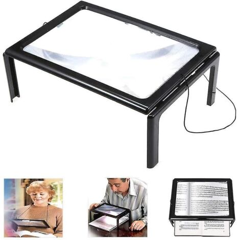 Loupe rectangulaire pour malvoyants, grossissement 3x, vision pleine page, avec éclairage mains libres