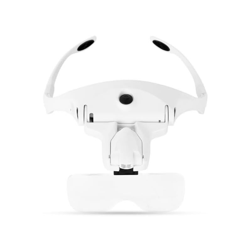 Loupe Serre-Tête Avec Lumière LED, Lunettes Loupe Mains Libres Loupe De Tête, 5 Verres 1.0-3.5X Réglable Loupe Grossissante Lunette Loupe Avec